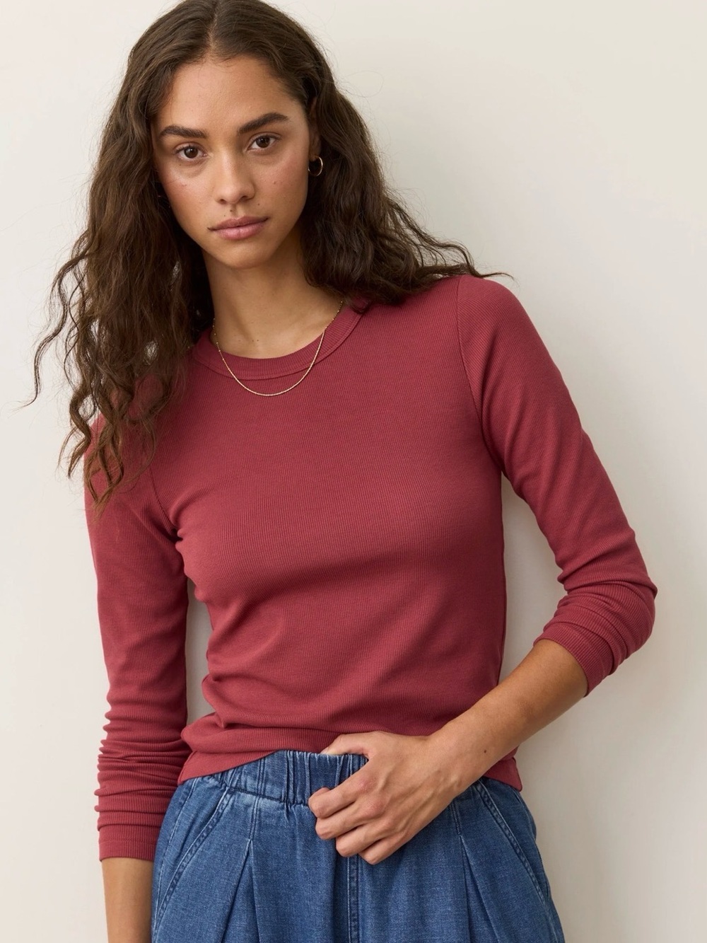 Marine Layer Ruby Lexi Rib Sun-In Long Sleeve Crew Tee